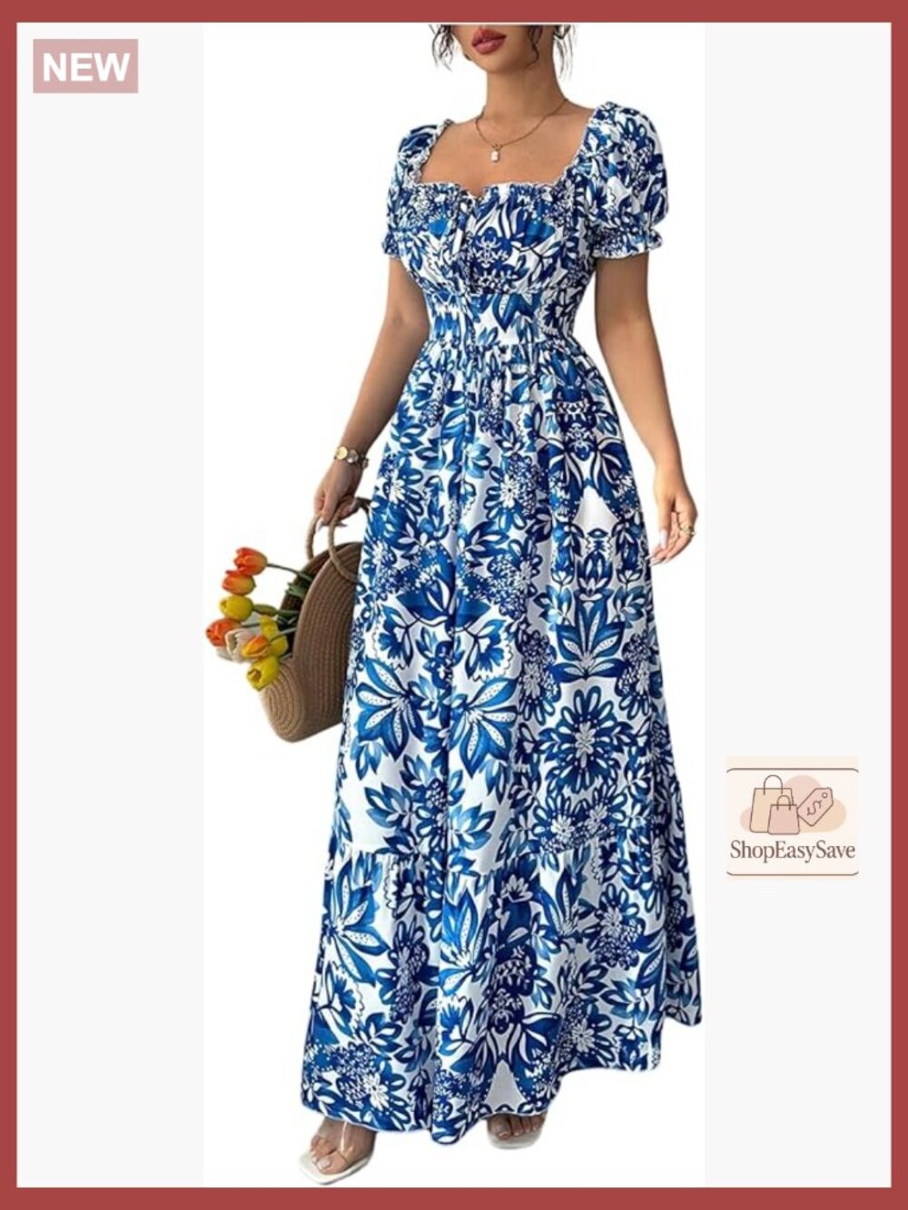 Floral Puff Sleeve Milkmaid Dress Boho A-Line Maxi Casual Summer Wear